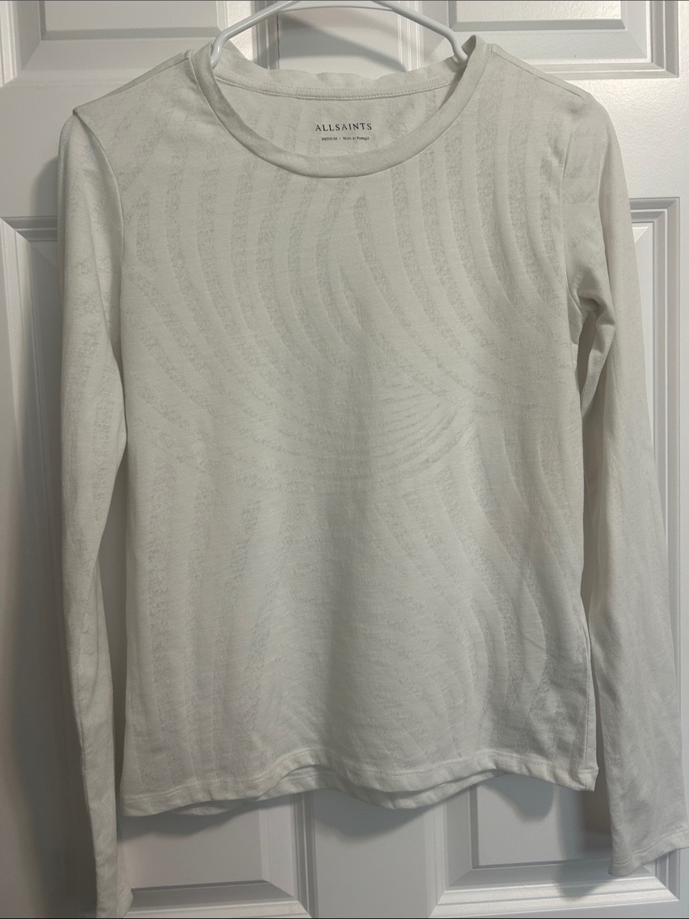 AllSaints White Crewneck Long Sleeve Top sz Medium